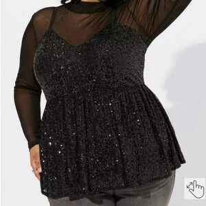 NWT: Peplum Sequin V-Neck Tank